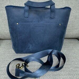 Portland Leather Medium Crossbody Tote -Deep Water